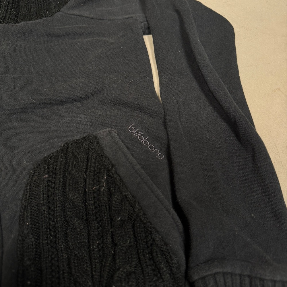 Billabong Womens Black Cable Knit Faux Fur Trim Zip Up Hoodie Sweatshirt Small - Picture 3 of 6